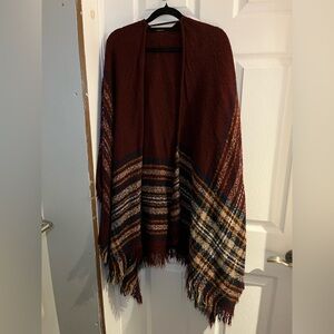 Burgundy Plaid Shawl